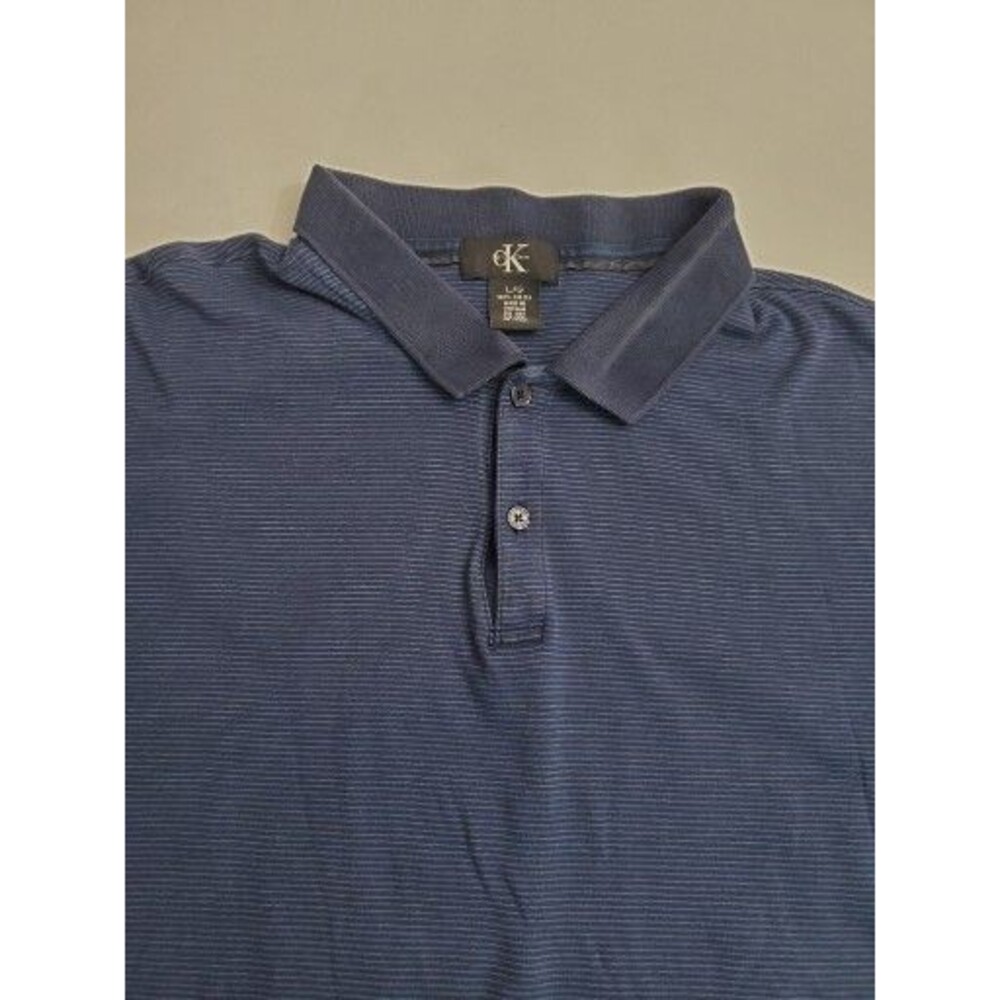 Calvin Klein Men's‎ Short Sleeve Polo Casual Shirt, Blue, Large